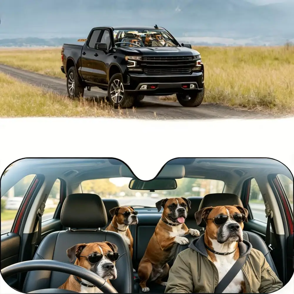 Boxer Dog Driving Sun Visor Reusable Aluminum Foil Windshield UV Protection Heat Insulation Cover Foldable Sun Visor Shade
Boxer Dog Driving Sun Visor Reusable Aluminum Foil Windshield UV Protection Heat Insulation Cover Foldable Sun Visor Shade