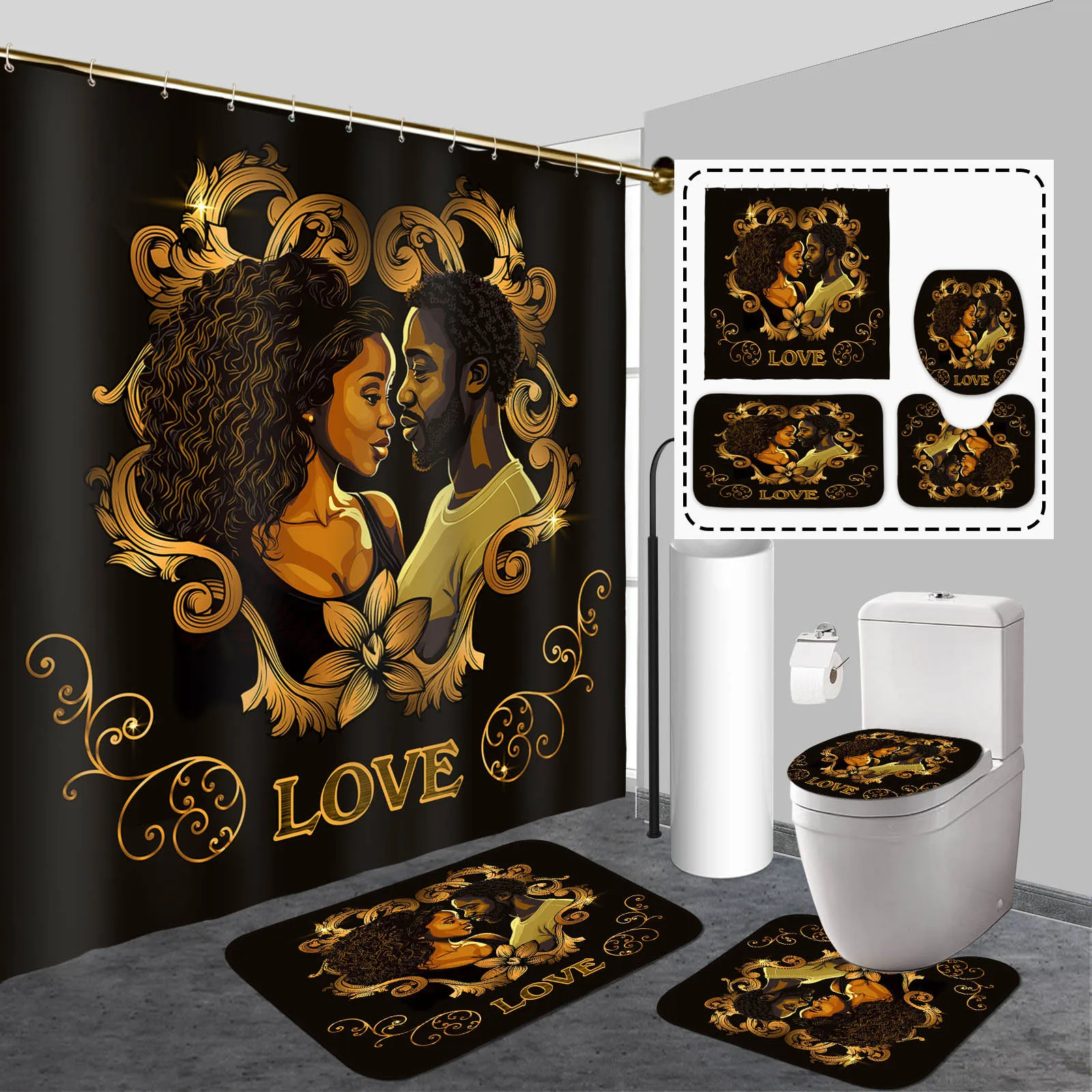 4pcs NUNOSHIN Shower Curtain Set, Water-Resistant Polyester, Non-Slip Bathroom Rug, Cozy Toilet Mat, Toilet Lid Cover, Hand Wash
4pcs NUNOSHIN Shower Curtain Set, Water-Resistant Polyester, Non-Slip Bathroom Rug, Cozy Toilet Mat, Toilet Lid Cover, Hand Wash