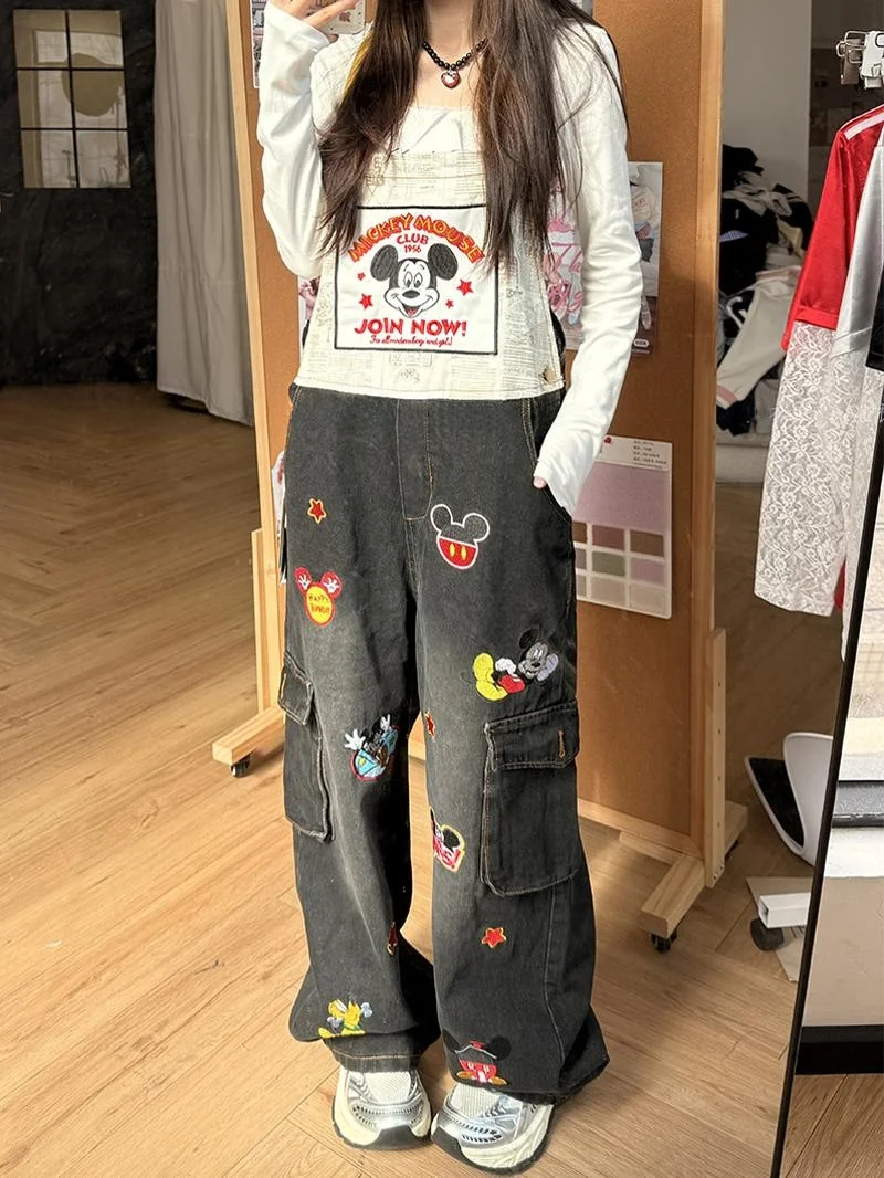 American Retro Cartoon Mickey Denim Women's Pants Summer Hot Girl Design Embroidery Floor-Length Strap Jeans High Waist Long ...
American Retro Cartoon Mickey Denim Women's Pants Summer Hot Girl Design Embroidery Floor-Length Strap Jeans High Waist Long ...