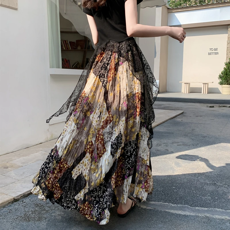 Ретро-юбка макси с цветочным принтом, плиссированная, с завышенной талией, свободного кроя, женская летняя праздничная юбка-солнце из полиэстера, А-силуэт
Ретро-юбка макси с цветочным принтом, плиссированная, с завышенной талией, свободного кроя, женская летняя праздничная юбка-солнце из полиэстера, А-силуэт