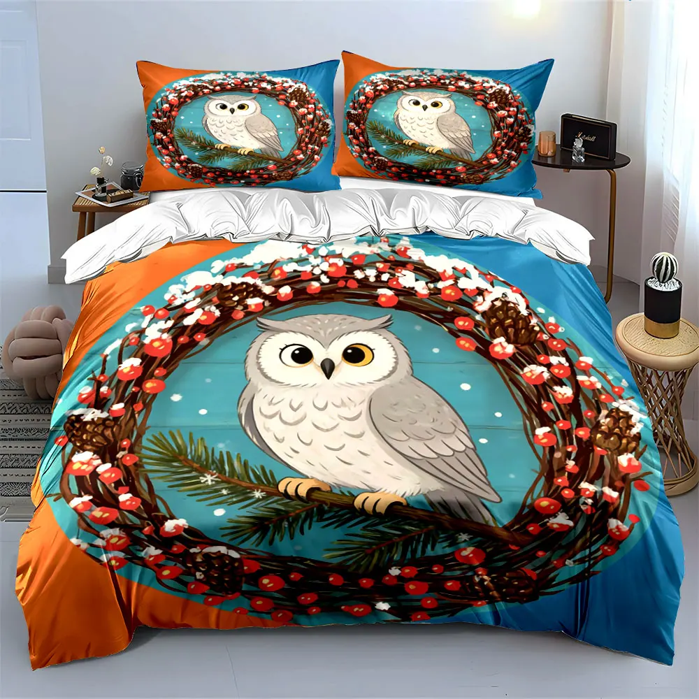 3Pcs Christmas Owl Bedding Set,White Snowy Owl in Winter Wreath Print Duvet Cover + 2 Pillowcases, Festive Wildlife Decor,gift
3Pcs Christmas Owl Bedding Set,White Snowy Owl in Winter Wreath Print Duvet Cover + 2 Pillowcases, Festive Wildlife Decor,gift