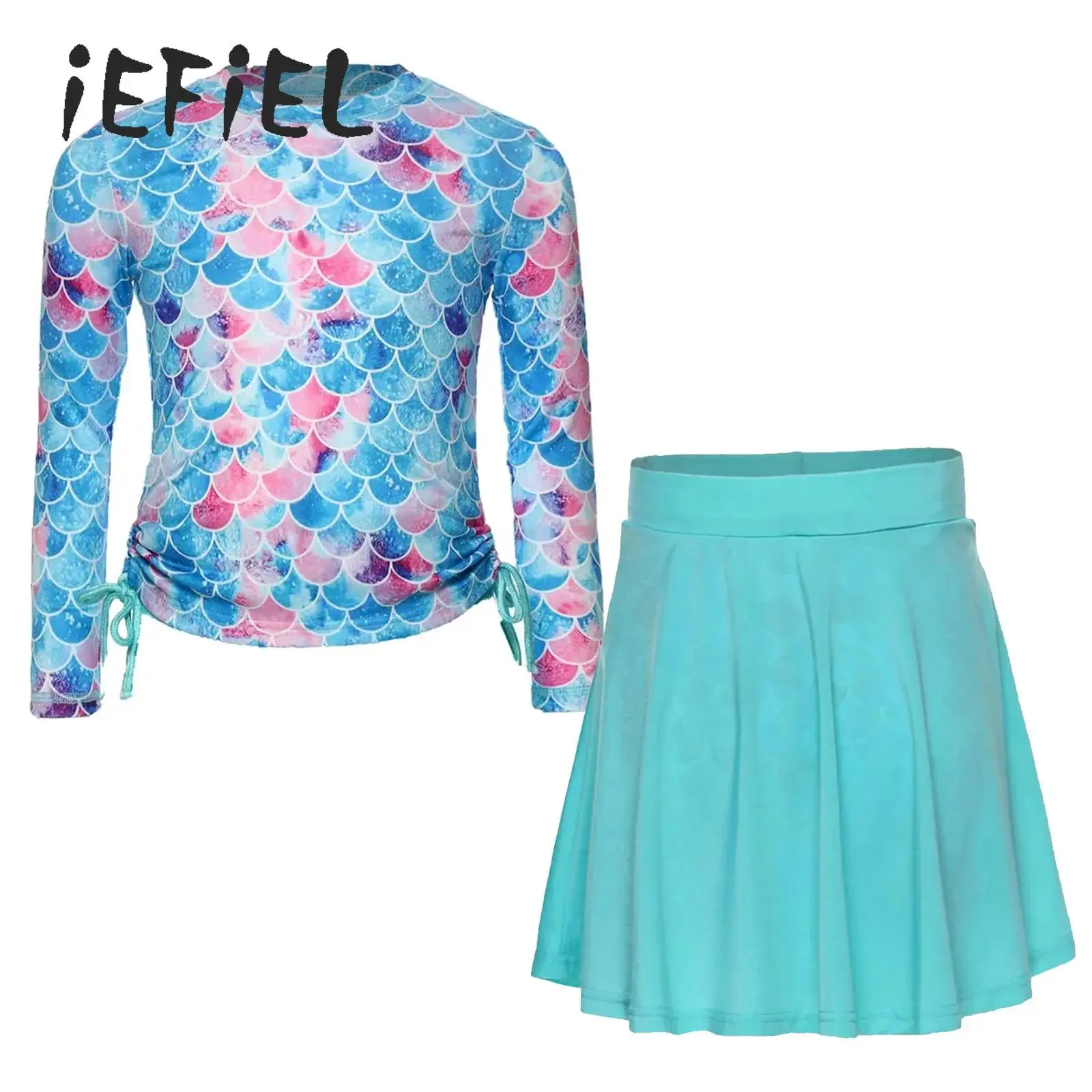 2Pcs Girls Rash Guard Set Sun Protection Swimsuit Fish Scale Print Long Sleeves Drawstrings Swim Shirt with Skirt Bathing Suit
2Pcs Girls Rash Guard Set Sun Protection Swimsuit Fish Scale Print Long Sleeves Drawstrings Swim Shirt with Skirt Bathing Suit