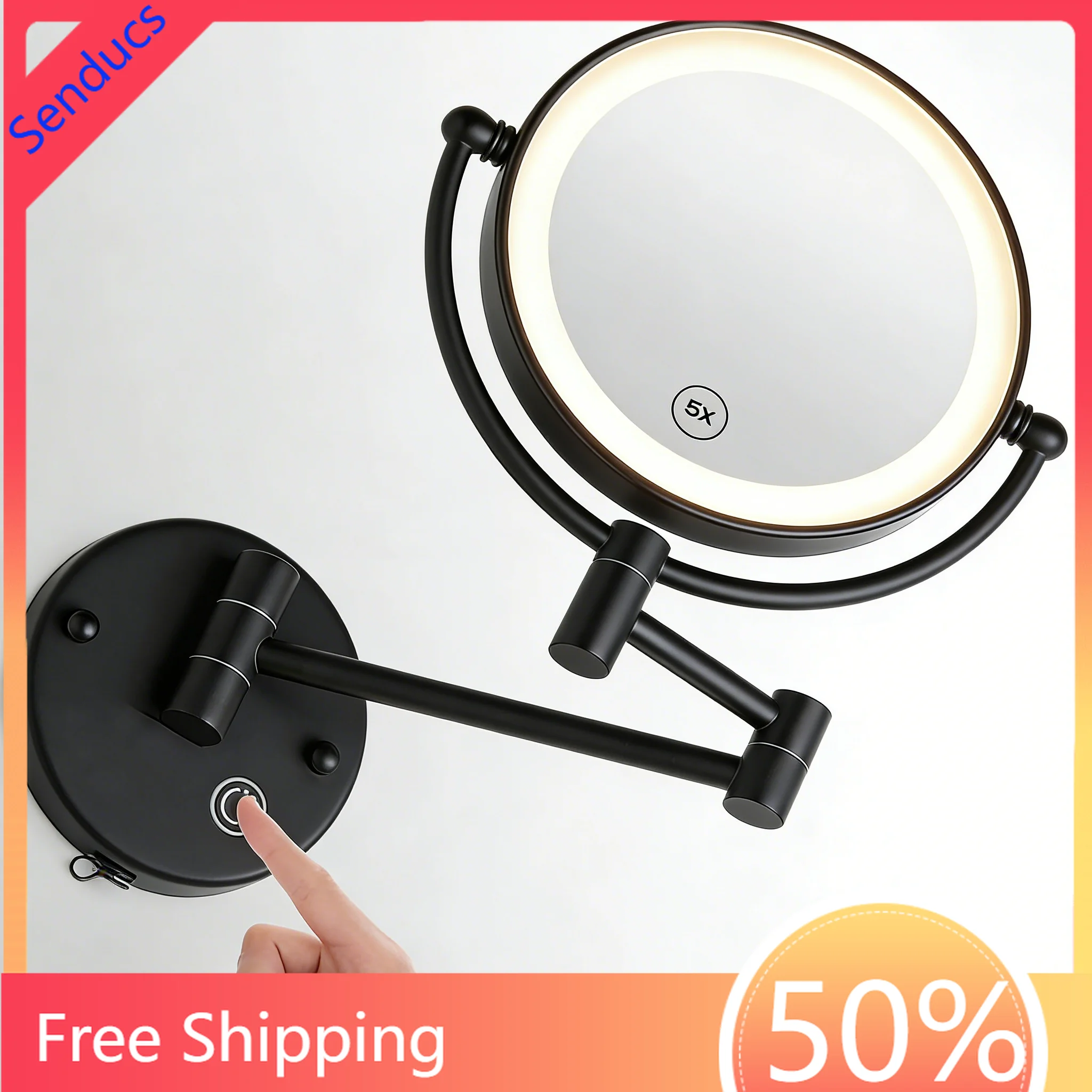 Touch on Bathroom Mirror with 5X Magnifying Dual Arm Extend Led Folding Bathroom Mirrors Double Face Bath Makeup Mirrors
Touch on Bathroom Mirror with 5X Magnifying Dual Arm Extend Led Folding Bathroom Mirrors Double Face Bath Makeup Mirrors