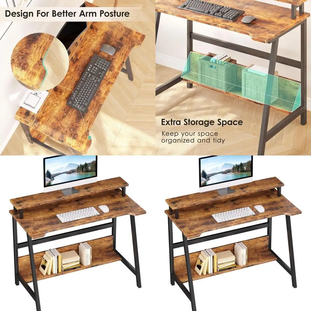 Compact 31.5 Computer Desk with Storage and Monitor Stand for Home Office, Study, and Writing in Brown
Compact 31.5 Computer Desk with Storage and Monitor Stand for Home Office, Study, and Writing in Brown
