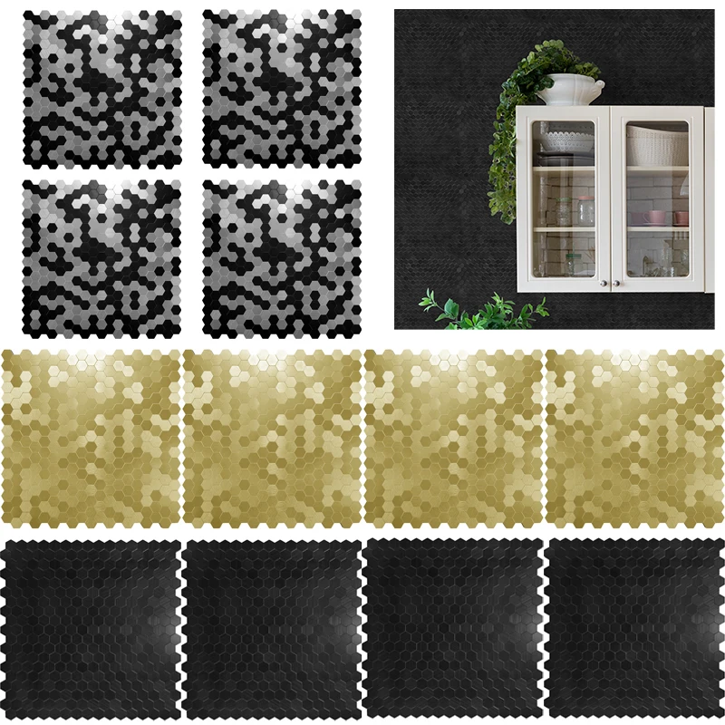 5/10PCS 3D Mosaic Metal Aluminum Hexagon Self-adhesive Waterproof Wall Sticker Tile Peel and Stick Panel Kitchen Bathroom Decors
5/10PCS 3D Mosaic Metal Aluminum Hexagon Self-adhesive Waterproof Wall Sticker Tile Peel and Stick Panel Kitchen Bathroom Decors
