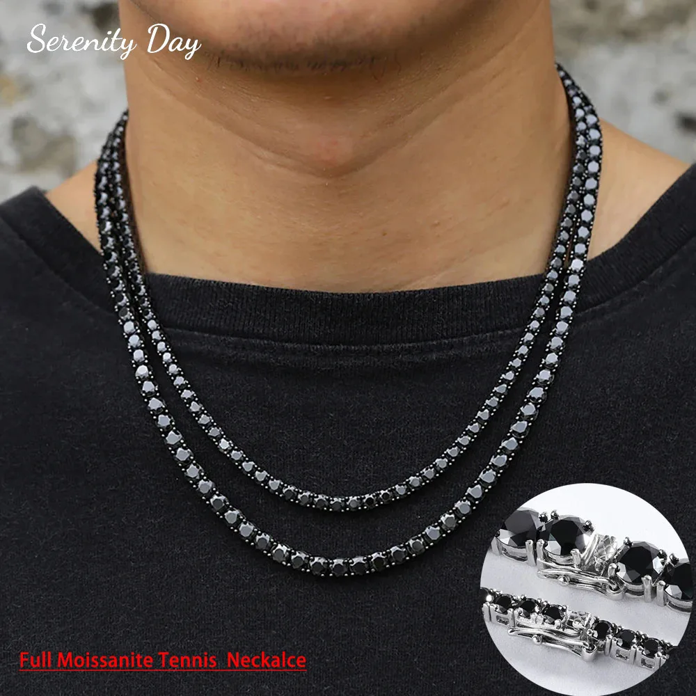 Serenity 3/4/5/6.5mm Full Black Real Moissanite Tennis Necklace For Women Man S925 Silver Neck Chain Plated 18K Hip Hop Unisex
Serenity 3/4/5/6.5mm Full Black Real Moissanite Tennis Necklace For Women Man S925 Silver Neck Chain Plated 18K Hip Hop Unisex