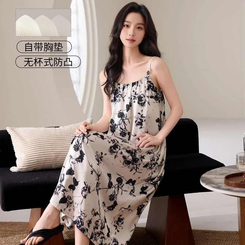 2026 Summer Sexy Lingerie Spaghetti Strap Ice Silk Nightgowns for Women Korean Cute Sleepwear Night Dress Nightdress Home Nighty
2026 Summer Sexy Lingerie Spaghetti Strap Ice Silk Nightgowns for Women Korean Cute Sleepwear Night Dress Nightdress Home Nighty