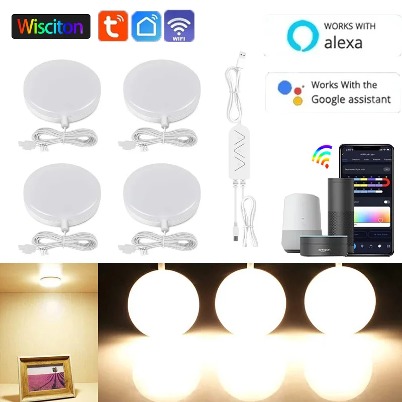 WiFi RGB LED Under Cabinet Closet Light Dimmable with Adhesive Sticker Wall Bedroom Light Kitchen Bathroom Drawer Lamp Wall Ligh
WiFi RGB LED Under Cabinet Closet Light Dimmable with Adhesive Sticker Wall Bedroom Light Kitchen Bathroom Drawer Lamp Wall Ligh