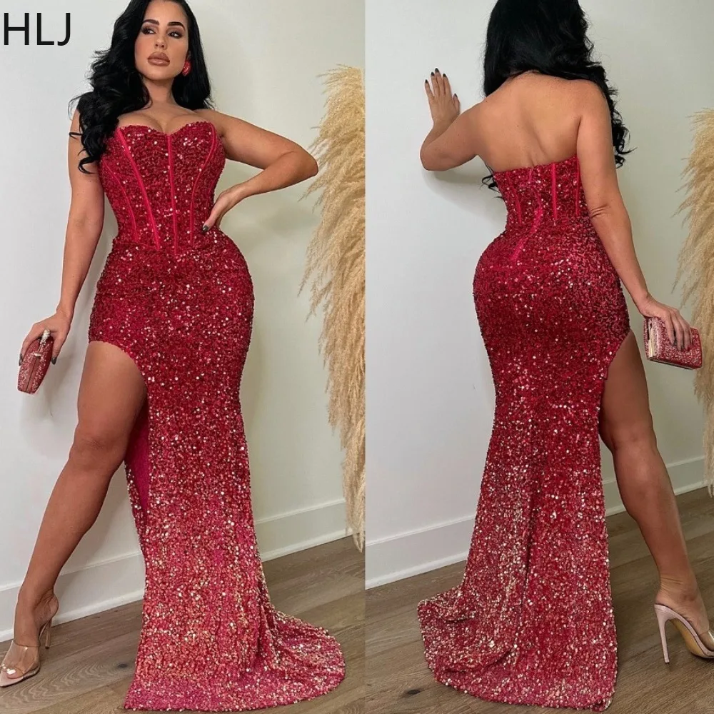 HLJ Fashion Sequin Corset Evening Party Dresses Women Off Shoulder Sleeveless Backless Vestidos Sexy Female Slit Slim Clothing
HLJ Fashion Sequin Corset Evening Party Dresses Women Off Shoulder Sleeveless Backless Vestidos Sexy Female Slit Slim Clothing
