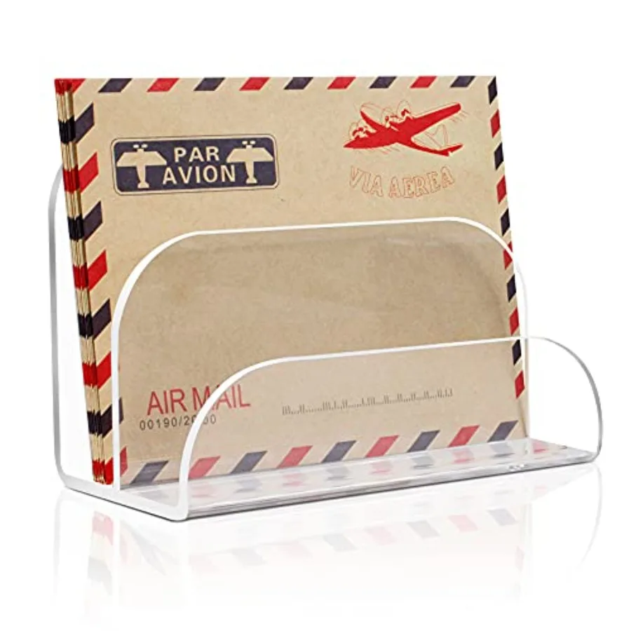 Acrylic Mail Organizer - 2 Section Desk Organizer with File Sorter and Letter Holder
Acrylic Mail Organizer - 2 Section Desk Organizer with File Sorter and Letter Holder