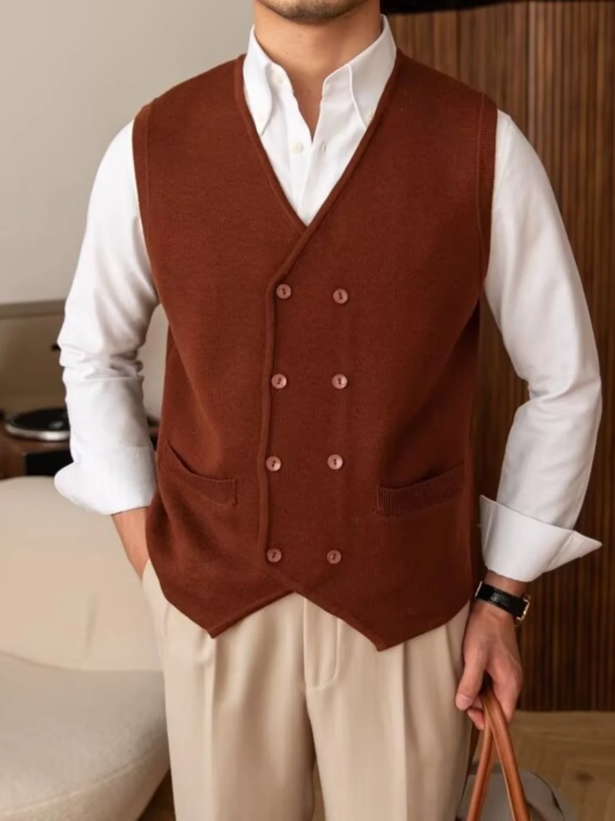 Men's Knitted Sweater Vest Double Row Buttons Autumn Winter Casual Style Fashionable Youth All-Match Shoulder Open Cardigan
Men's Knitted Sweater Vest Double Row Buttons Autumn Winter Casual Style Fashionable Youth All-Match Shoulder Open Cardigan