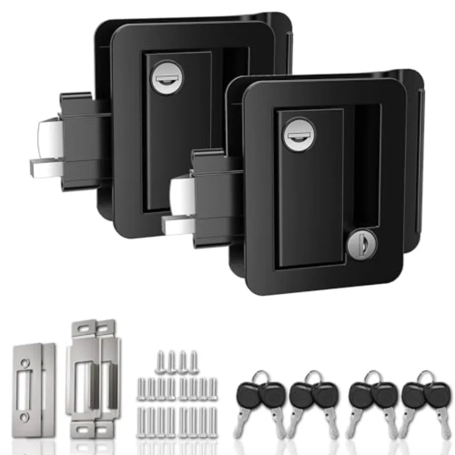 RV door locks replacement for camper, horse, cargo hauler; zinc alloy latch with paddle deadbolt; black; weather-resistant and
RV door locks replacement for camper, horse, cargo hauler; zinc alloy latch with paddle deadbolt; black; weather-resistant and