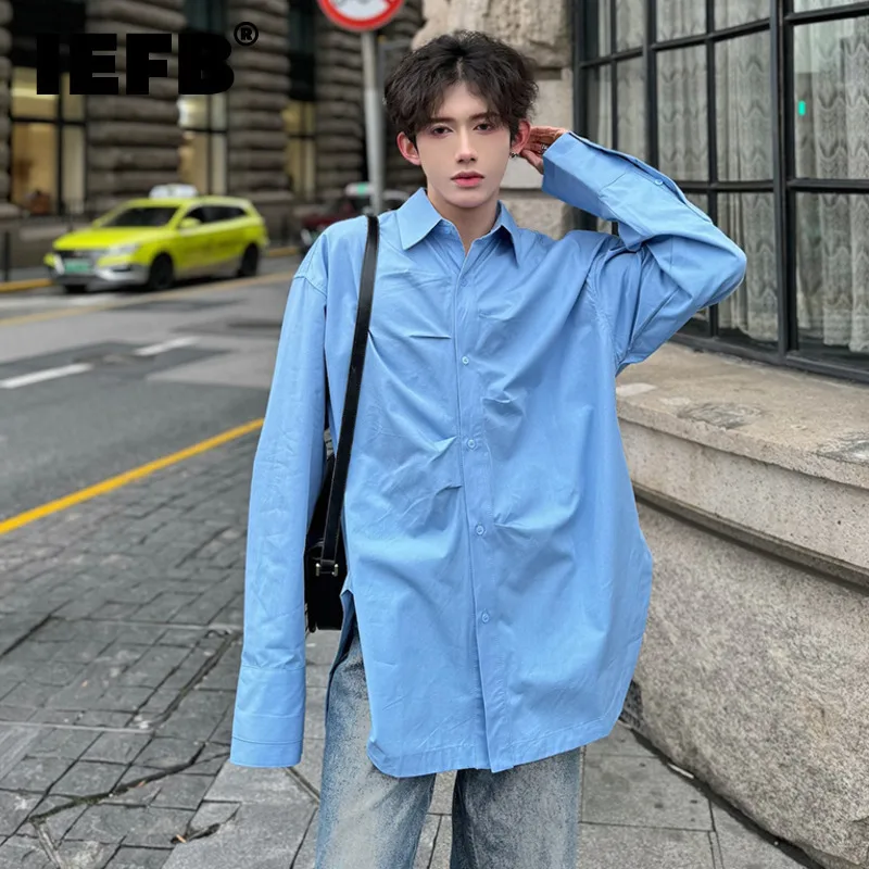 IEFB Long Sleeve Shirts Fashion Personalized Autumn New Turn-down Collar Solid Color Casual Single Breasted Male Top 9C5365
IEFB Long Sleeve Shirts Fashion Personalized Autumn New Turn-down Collar Solid Color Casual Single Breasted Male Top 9C5365