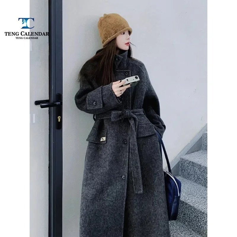 Double-Sided Woolen Coat for Women, Grey, Long and High-end Design, Waist Cinching and Slimming, New Style, Winter 2024
Double-Sided Woolen Coat for Women, Grey, Long and High-end Design, Waist Cinching and Slimming, New Style, Winter 2024