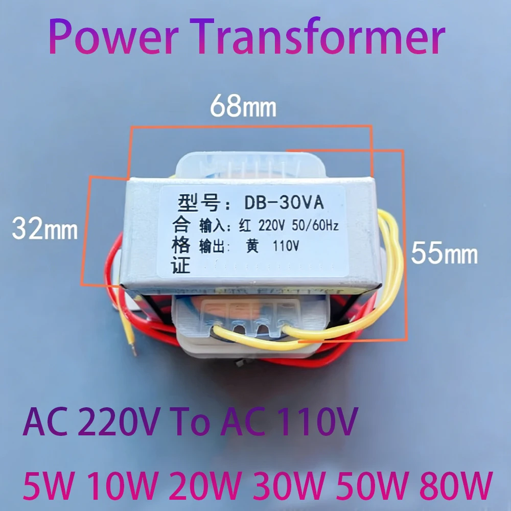 1Pcs Power Transformer AC 220V To AC 110V 5W 10W 20W 30W 50W 80W Step-Down Isolation Transformer EI Type Copper Wire
1Pcs Power Transformer AC 220V To AC 110V 5W 10W 20W 30W 50W 80W Step-Down Isolation Transformer EI Type Copper Wire