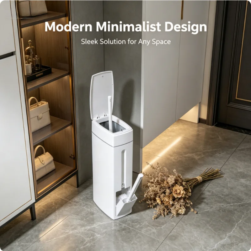 Integrated Toilet Brush Holder Trash Can Combo Narrow Space Saving Bathroom Bin with Lid Multifunctional Organizer
Integrated Toilet Brush Holder Trash Can Combo Narrow Space Saving Bathroom Bin with Lid Multifunctional Organizer