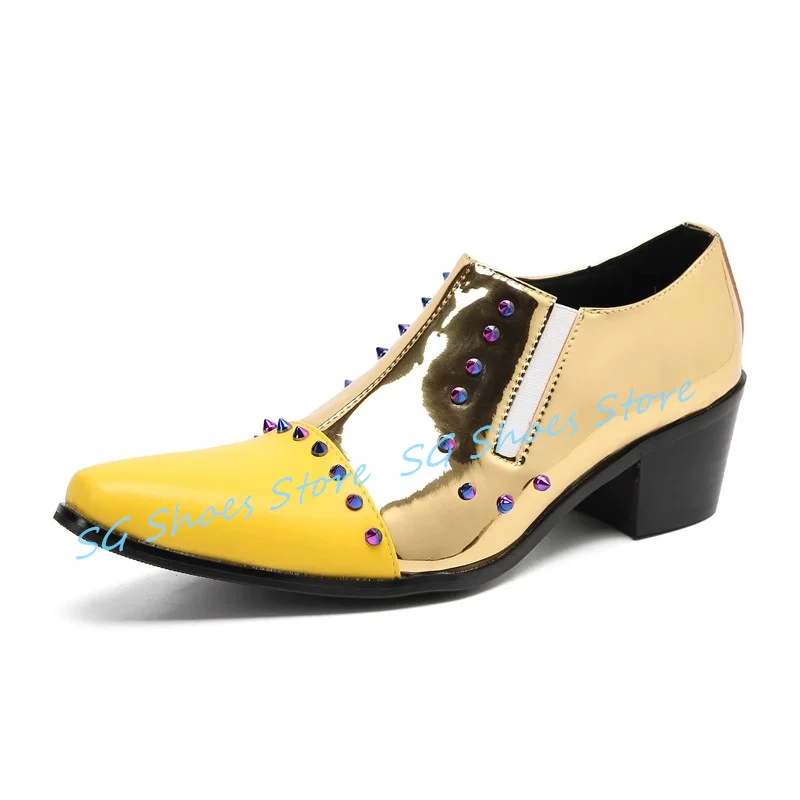 Colorful Rivet High Top Leather Loafers for Men Handmade Pointed Toe Chunky Heel Business Suits Shoes Male Party Dress Shoes
Colorful Rivet High Top Leather Loafers for Men Handmade Pointed Toe Chunky Heel Business Suits Shoes Male Party Dress Shoes