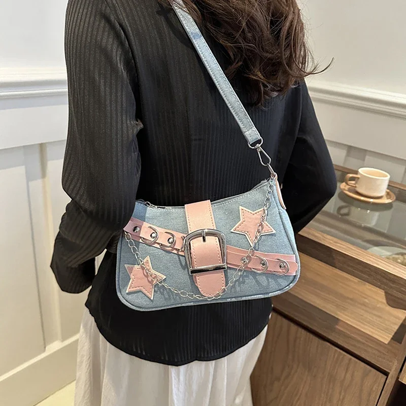 Fashion Y2k Women's Handbags Stars Pattern Cool Girls Underarm Bag Female Small Shoulder Bags Chain Tote Purses and Handbag
Fashion Y2k Women's Handbags Stars Pattern Cool Girls Underarm Bag Female Small Shoulder Bags Chain Tote Purses and Handbag