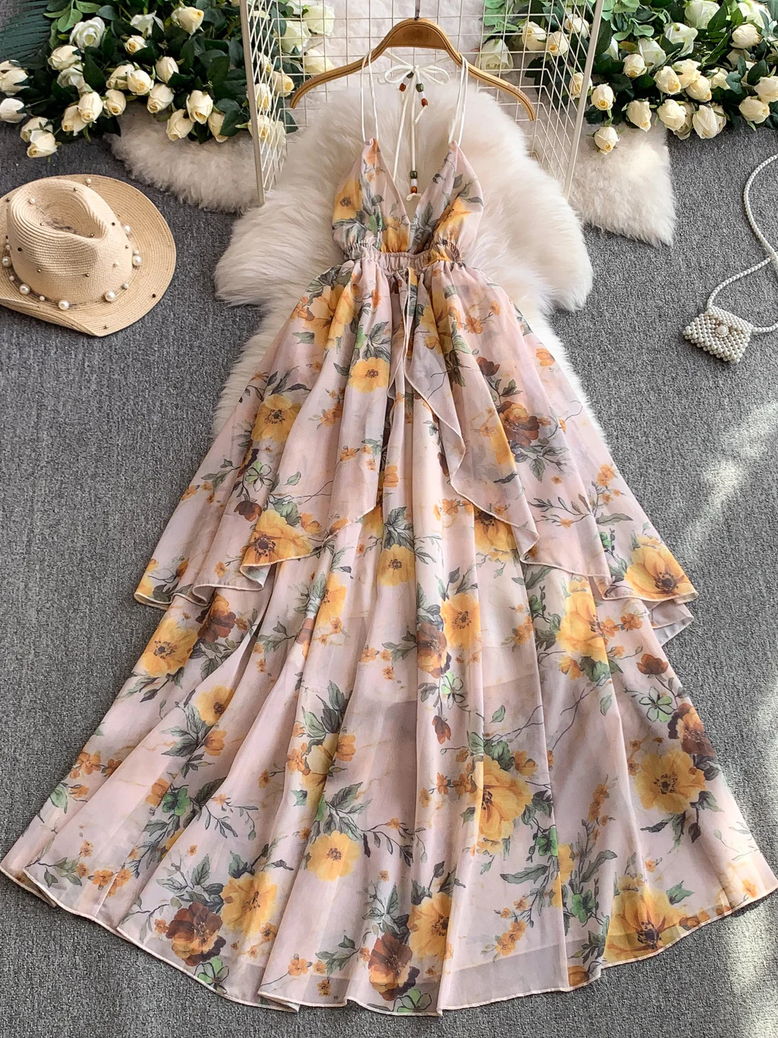 Summer Vaion Sle Sweet Floral V-Ne Hanging Ne Dr Women Sexy Bal Waist Cinch Large Skirt Chiffon Dr
Summer Vaion Sle Sweet Floral V-Ne Hanging Ne Dr Women Sexy Bal Waist Cinch Large Skirt Chiffon Dr