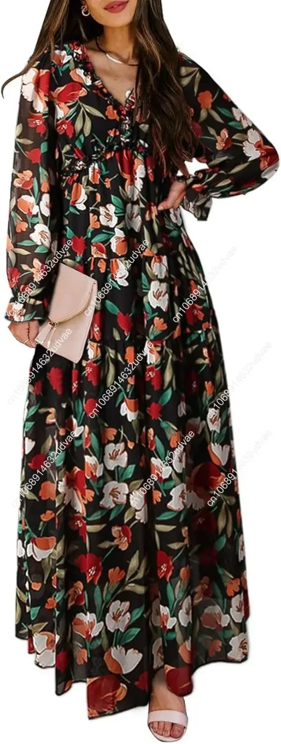 Womens Casual Boho Deep V Neck Short Sleeve Long Dress
Womens Casual Boho Deep V Neck Short Sleeve Long Dress