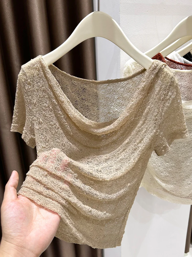 French Style Slim Fit Lace Short Sleeve Baser Top Shoulder Exposure Short Design Women Spring Summer One Shoulder Waist Cinch...
French Style Slim Fit Lace Short Sleeve Baser Top Shoulder Exposure Short Design Women Spring Summer One Shoulder Waist Cinch...