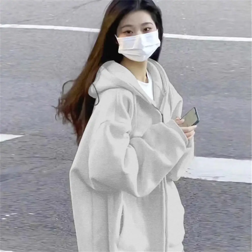 American Style Fleece Lined Loose Fit Hoodie Thin New Spring Autumn Winter Women's Zipper Cardigan Color Jacket Top
American Style Fleece Lined Loose Fit Hoodie Thin New Spring Autumn Winter Women's Zipper Cardigan Color Jacket Top