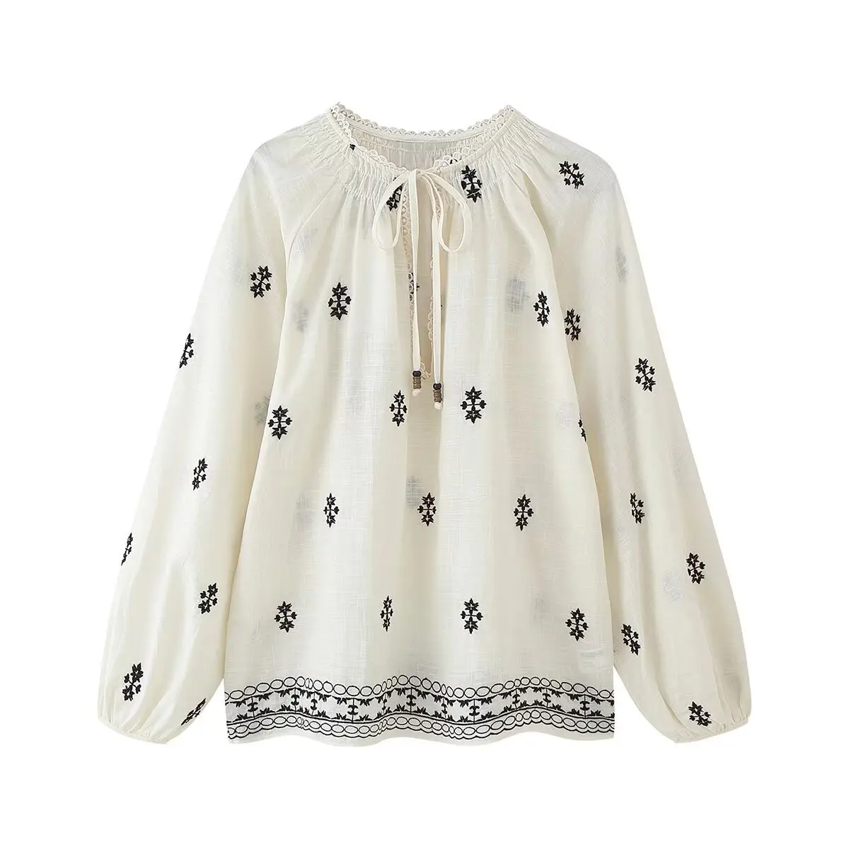Women's clothing 25 European and American cross-border French retro temperament shirt embroidered design V-neck shirt
Women's clothing 25 European and American cross-border French retro temperament shirt embroidered design V-neck shirt