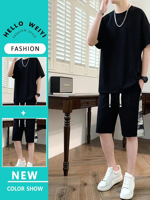 Летний мужской повседневный спортивный комплект из ледяного шелка: футболка с коротким рукавом и шорты, 90% полиэстер, модный молодежный стиль
Летний мужской повседневный спортивный комплект из ледяного шелка: футболка с коротким рукавом и шорты, 90% полиэстер, модный молодежный стиль