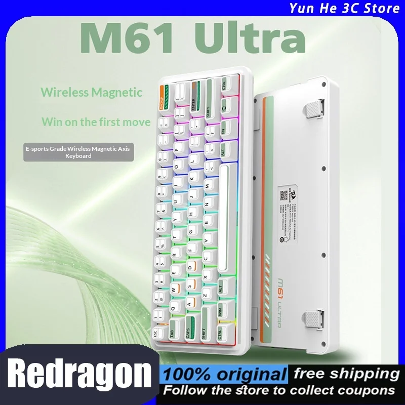 Redragon M61 Ultra Wireless Keyboard Three-Mode Magnetic Switches RGB Backlighting Portable for Gaming Office and Esports
Redragon M61 Ultra Wireless Keyboard Three-Mode Magnetic Switches RGB Backlighting Portable for Gaming Office and Esports