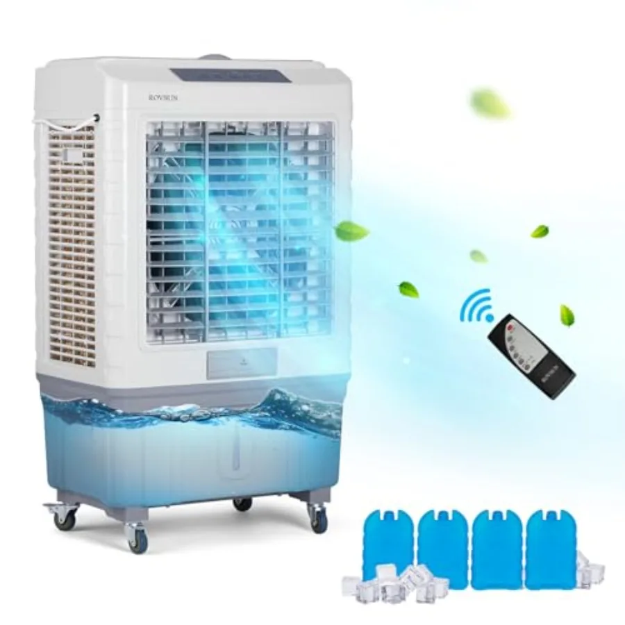 13.2Gallon Evaporative Air Cooler, 4100CFM Portable Swamp Cooler with Remote Control, Oscillation, 3 Speeds, 7.5H Timer 50L Wat
13.2Gallon Evaporative Air Cooler, 4100CFM Portable Swamp Cooler with Remote Control, Oscillation, 3 Speeds, 7.5H Timer 50L Wat