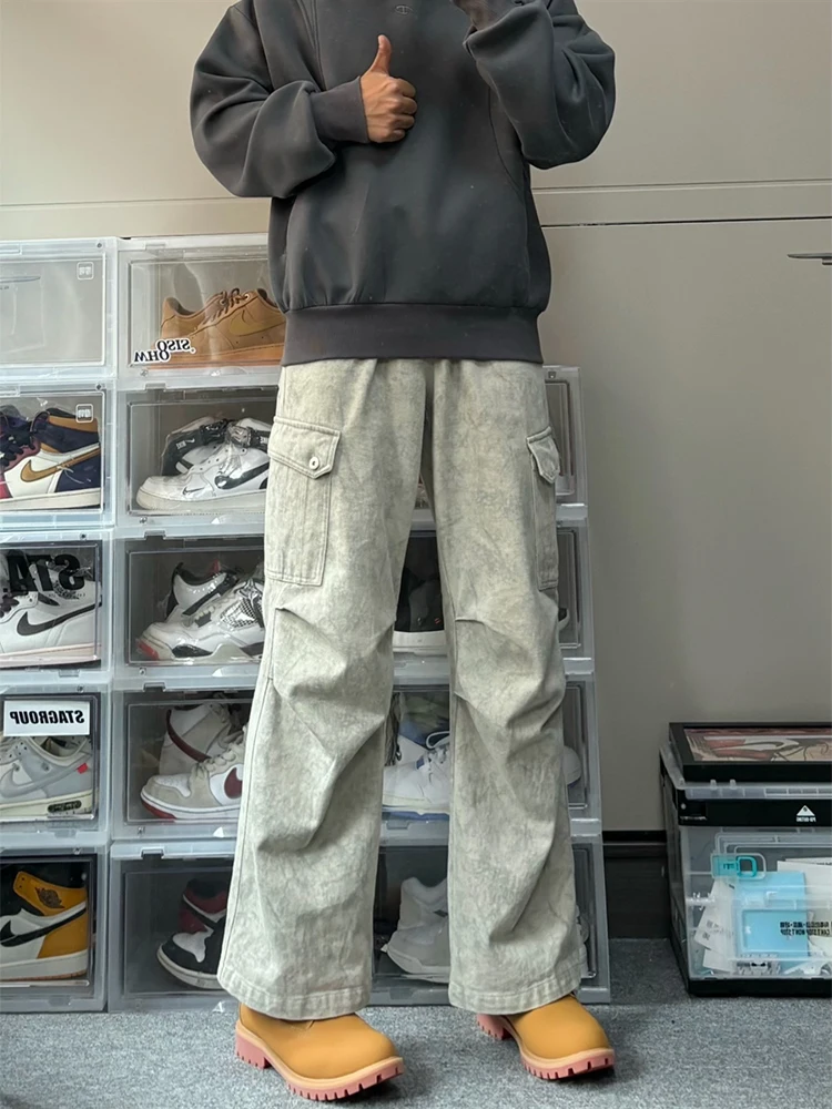 Retro American Work Pants Men's Autumn Winter Straight Leg Casual Trousers Large ket High Street Trend Design Brand
Retro American Work Pants Men's Autumn Winter Straight Leg Casual Trousers Large ket High Street Trend Design Brand