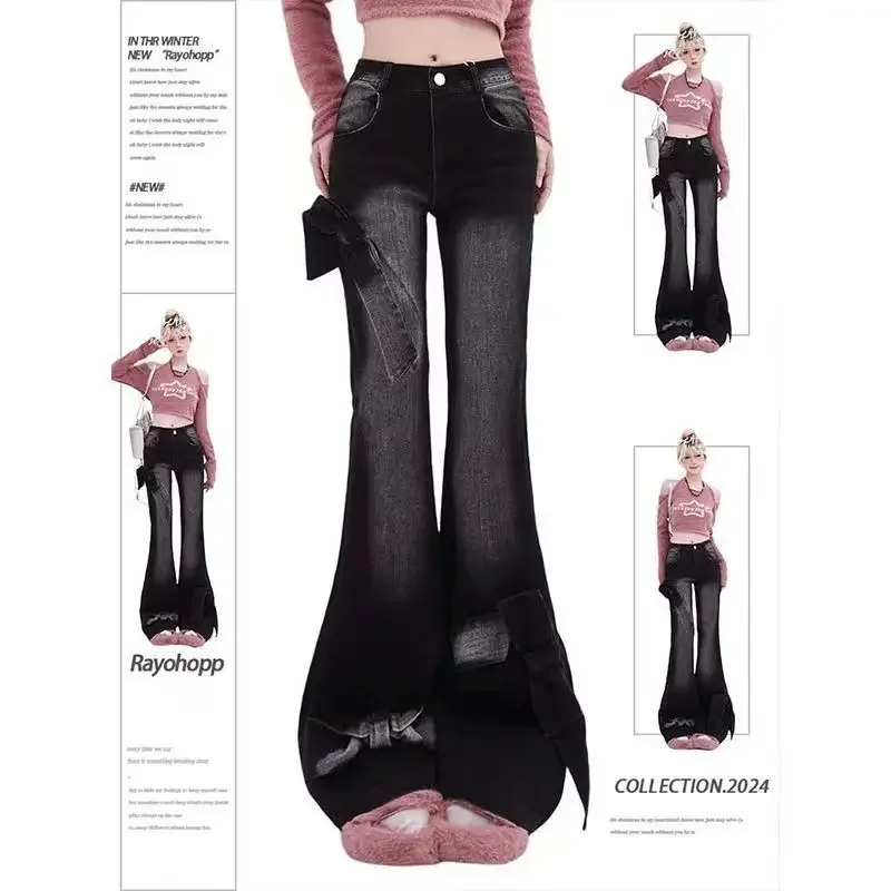 Джинсы с микро-клеш, женские универсальные джинсы в корейском стиле с бантом в стиле ретро, осенний новый дизайн, эластичные узкие брюки, милая уличная одежда для девочек, шикарная одежда
Джинсы с микро-клеш, женские универсальные джинсы в корейском стиле с бантом в стиле ретро, осенний новый дизайн, эластичные узкие брюки, милая уличная одежда для девочек, шикарная одежда