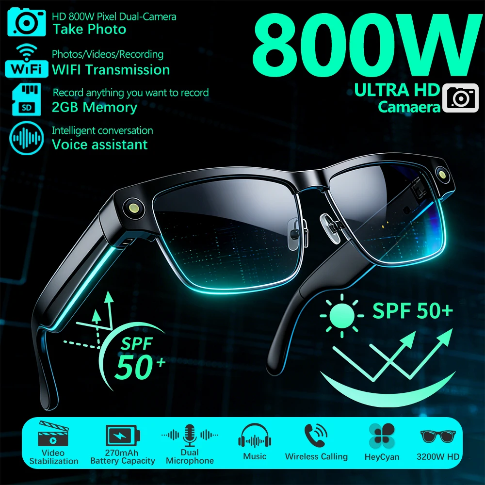 Новые умные очки Al 2026 года с камерой 800W, записью HD-видео 1200P с защитой от дрожания, голосовым помощником, переводом, музыкой и функцией звонков по Bluetooth
Новые умные очки Al 2026 года с камерой 800W, записью HD-видео 1200P с защитой от дрожания, голосовым помощником, переводом, музыкой и функцией звонков по Bluetooth