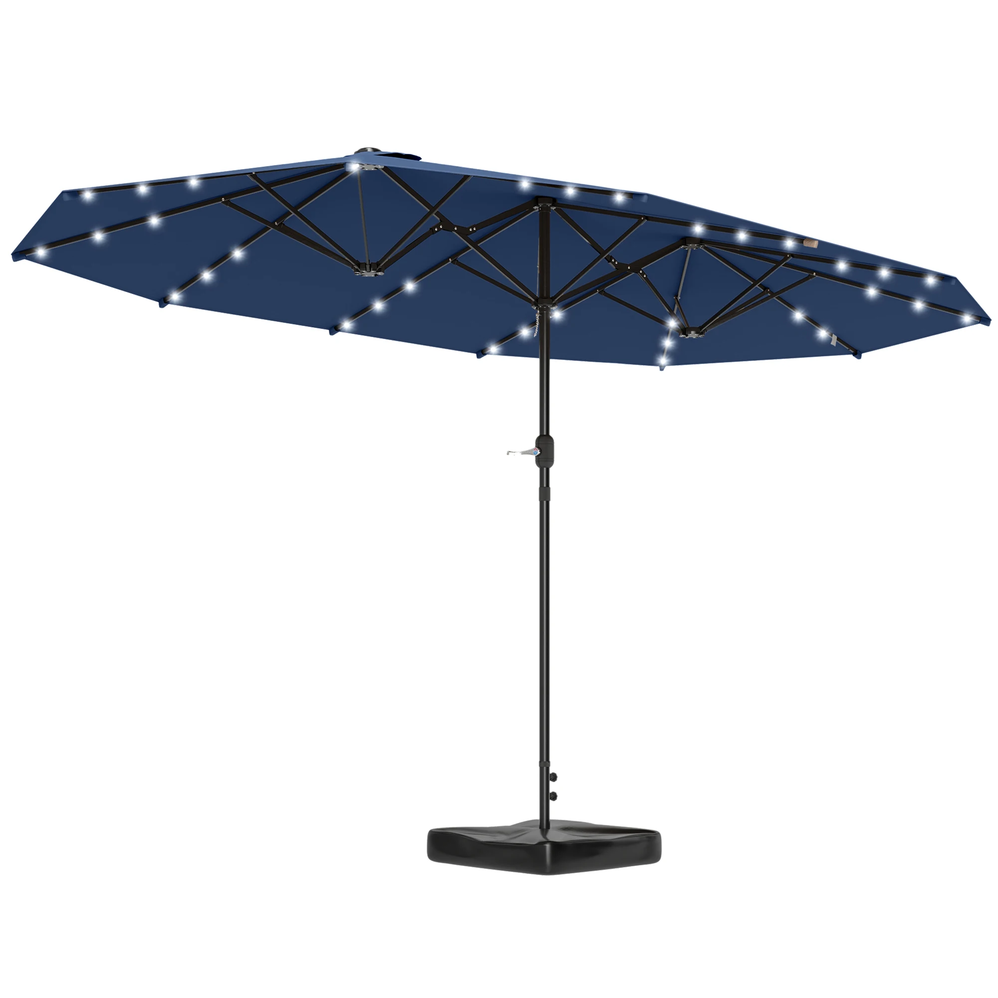 Garden Parasol 14.4ft Double-Sided Sun Umbrella with Base, Patio Parasol with Led Solar Lights, Navy Blue
Garden Parasol 14.4ft Double-Sided Sun Umbrella with Base, Patio Parasol with Led Solar Lights, Navy Blue