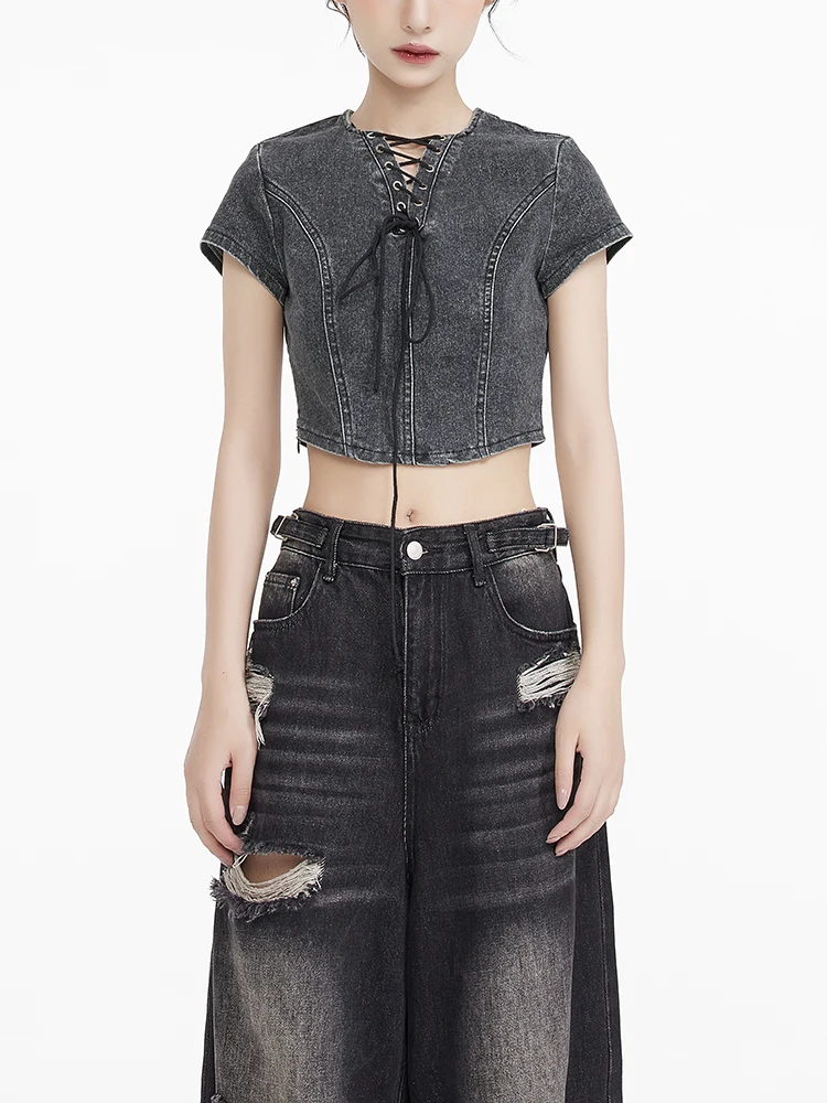 Design Sensation Small Batch Spicy Girl Tie Design Denim Top Women Summer New Sweet Girl Clear Backless Slim Fit Short Length
Design Sensation Small Batch Spicy Girl Tie Design Denim Top Women Summer New Sweet Girl Clear Backless Slim Fit Short Length