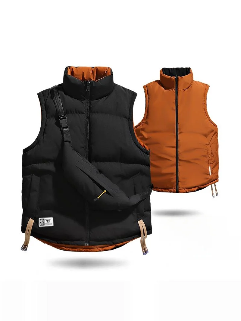 Мужской утепленный жилет свободного кроя для осени и зимы, модный, с воротником-стойкой, однотонный, двусторонний, теплый, JXAETE
Мужской утепленный жилет свободного кроя для осени и зимы, модный, с воротником-стойкой, однотонный, двусторонний, теплый, JXAETE