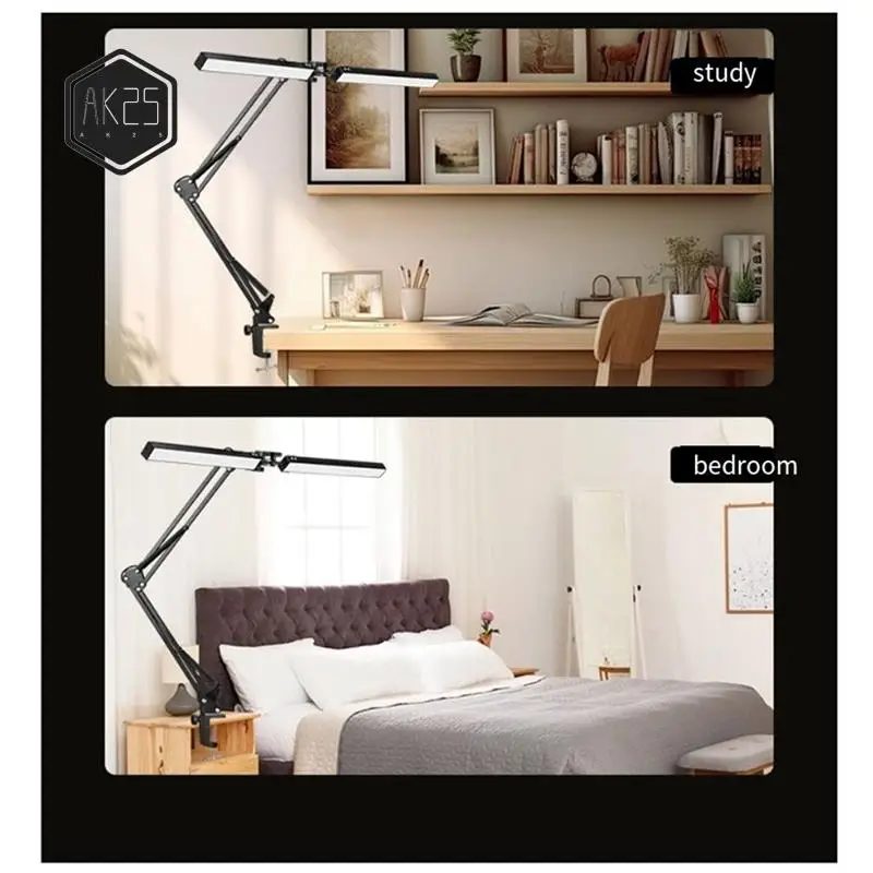 AK25-Desk Lamp With Clamp Double Head Architect Desk Lamp LED Desk Lamp Eye Protection Modern Desk Light 10 Brightnes 3 Color
AK25-Desk Lamp With Clamp Double Head Architect Desk Lamp LED Desk Lamp Eye Protection Modern Desk Light 10 Brightnes 3 Color