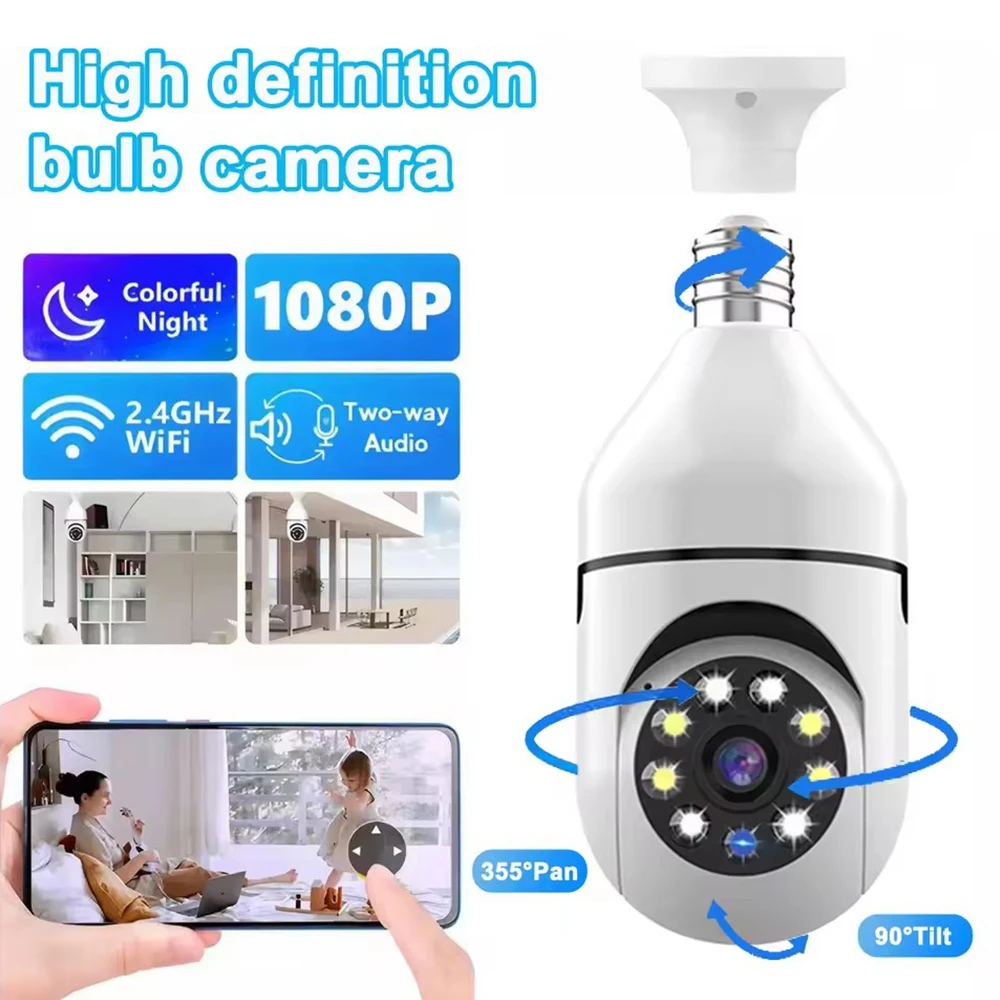 Bulb Wifi Surveillance Camera Wireless Night Vision HD Automatic Human Tracking Security Baby Monitor Zoom Full Color Video Cam 
Bulb Wifi Surveillance Camera Wireless Night Vision HD Automatic Human Tracking Security Baby Monitor Zoom Full Color Video Cam