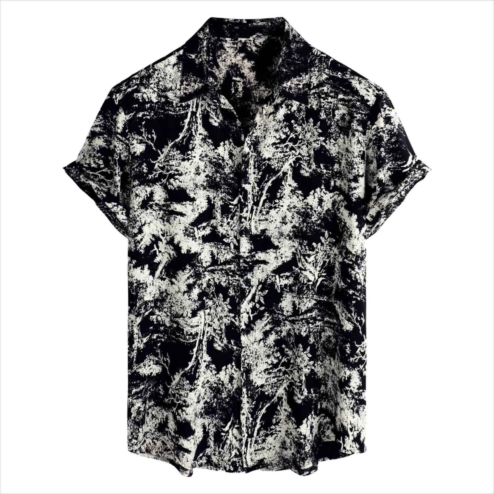3D Digital Printed Men's Short Sleeved Shirt - Retro Flower Pattern 5