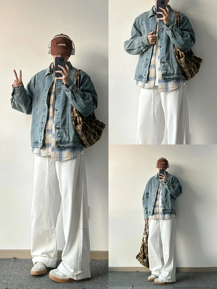 High Waist Wide Leg Men's Jeans White Spring Autumn High Rise Straight Cut Trousers American Sle Long Length for Taller Men
High Waist Wide Leg Men's Jeans White Spring Autumn High Rise Straight Cut Trousers American Sle Long Length for Taller Men