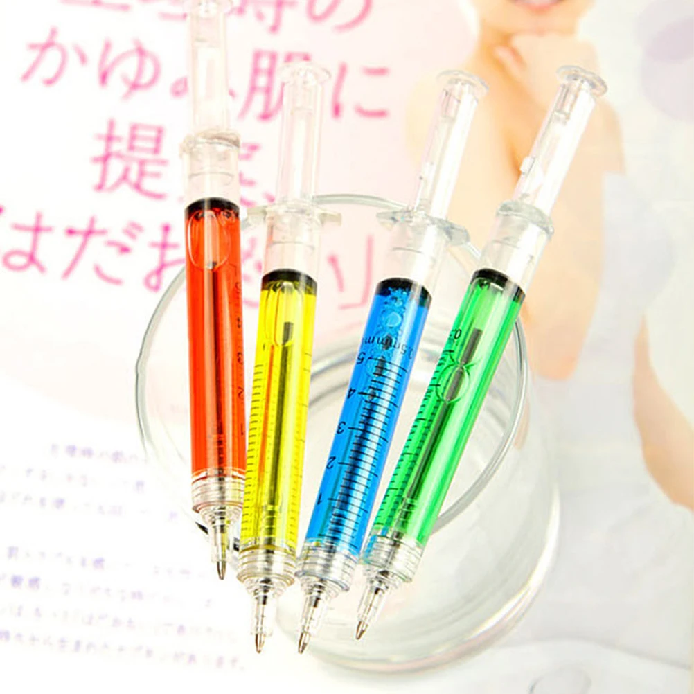 12pcs Ballpoint Pen Liquid Filled Click Action Syringe Shaped Refillable Plastic Pen Fluid Measurements 4-Color Mixed For School
12pcs Ballpoint Pen Liquid Filled Click Action Syringe Shaped Refillable Plastic Pen Fluid Measurements 4-Color Mixed For School