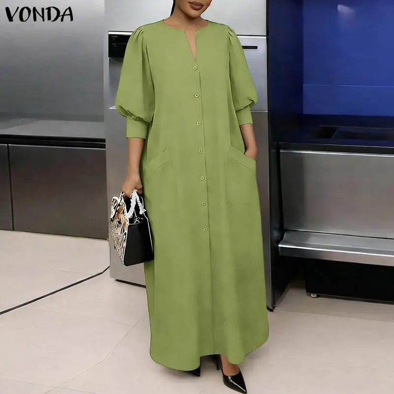 VONDA Women Plus Size Dresses Elegant Half Sleeve Summer V Neck Dress OL Work Party Solid Vestidos Long Maxi Dresses Streetwear
VONDA Women Plus Size Dresses Elegant Half Sleeve Summer V Neck Dress OL Work Party Solid Vestidos Long Maxi Dresses Streetwear