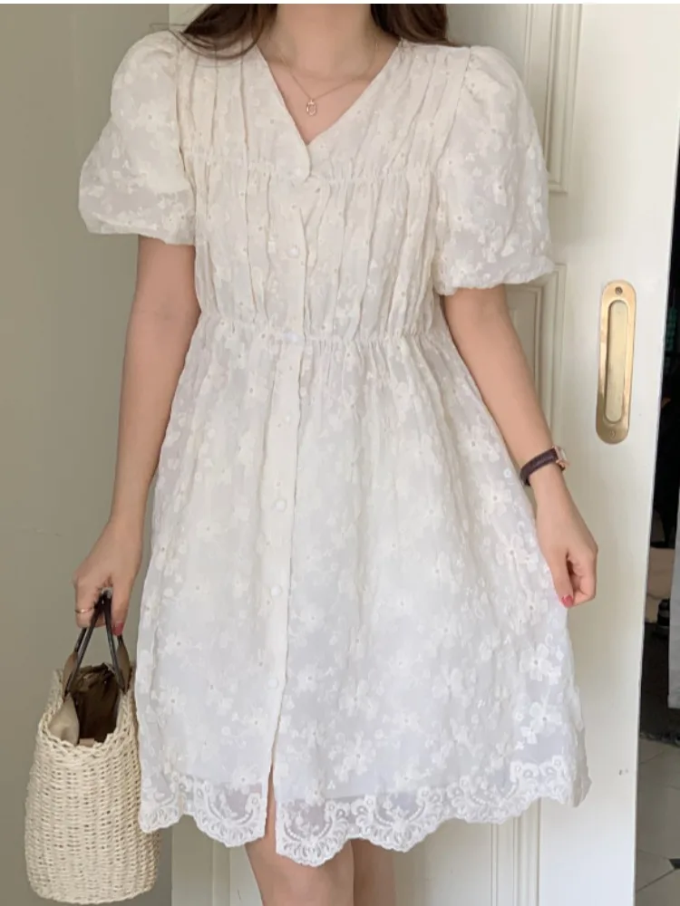 White V-neck Mini Dress Women Summer Korean Loose Casual Embroidery Short Sleeve Short Dresses
White V-neck Mini Dress Women Summer Korean Loose Casual Embroidery Short Sleeve Short Dresses