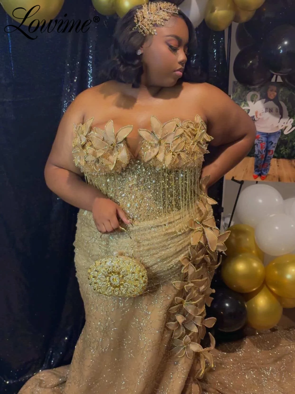 Customized Sexy Gold Champagne Mermaid Prom Dress Black Girls Floral Crystals Beaded Evening Party Gown Plus Size Birthday Dress
Customized Sexy Gold Champagne Mermaid Prom Dress Black Girls Floral Crystals Beaded Evening Party Gown Plus Size Birthday Dress