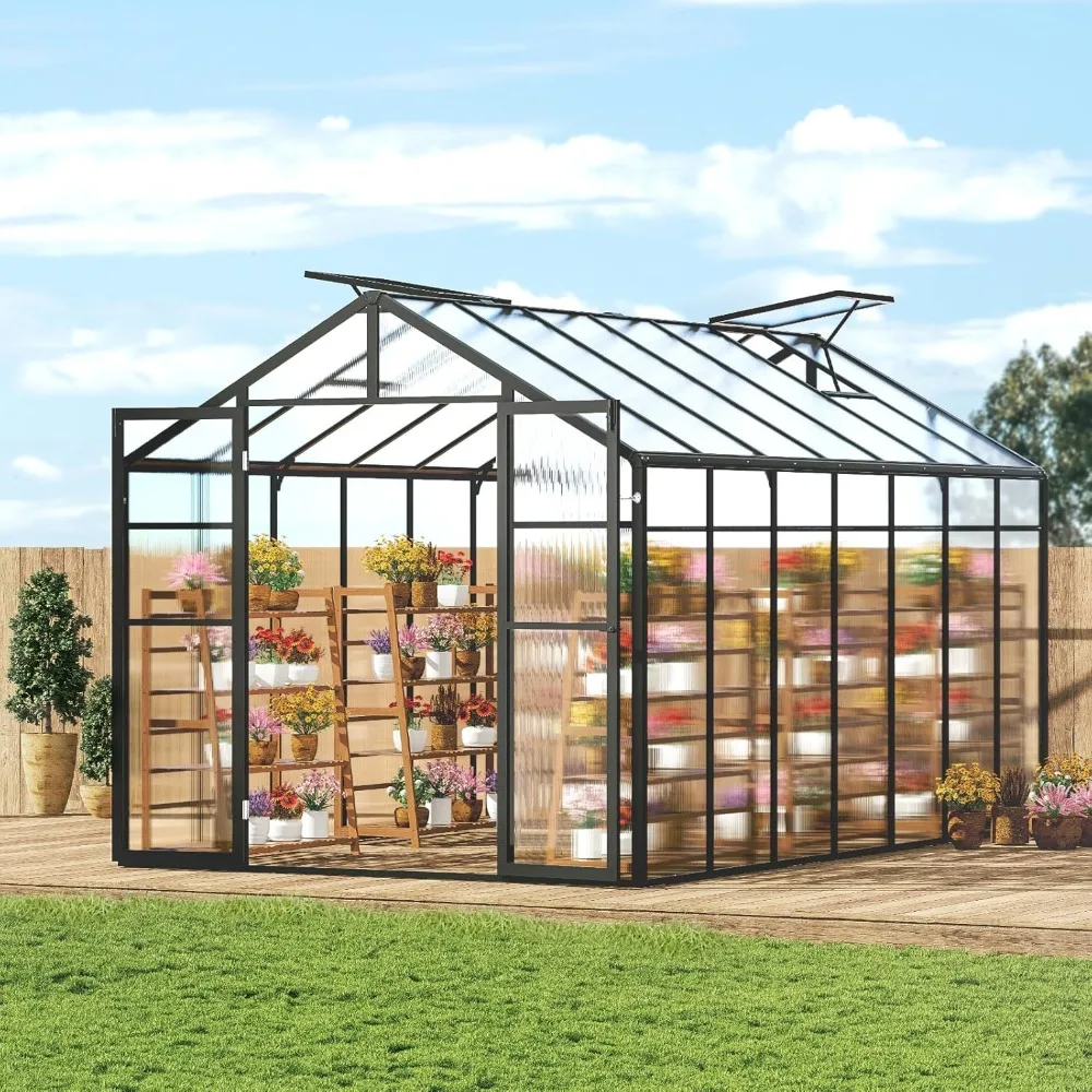 polycarbonate greenhouse, 8 x 14 ft, outdoor greenhouse with 2 vent windows, pavilion styled greenhouse with hinged door, alumi
polycarbonate greenhouse, 8 x 14 ft, outdoor greenhouse with 2 vent windows, pavilion styled greenhouse with hinged door, alumi