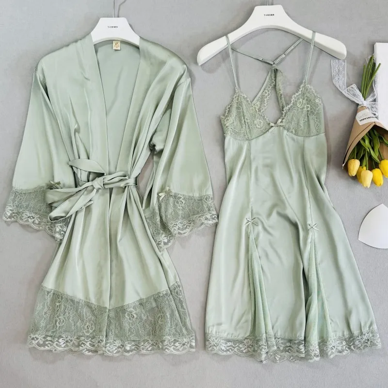 green robe sexy Lace patchwork nightgown elegant bride wedding dress set soft ice silk homewear loungewear intimate lingerie
green robe sexy Lace patchwork nightgown elegant bride wedding dress set soft ice silk homewear loungewear intimate lingerie