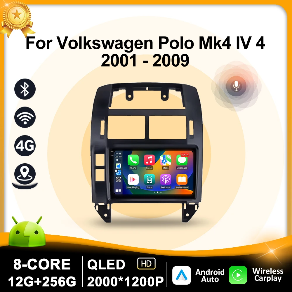 9" Wireless CarPlay For Volkswagen Polo Mk4 IV 4 2001 - 2009 Android Auto Car Multimedia Player WIFI GPS QLED Screen DSP Stereo
9" Wireless CarPlay For Volkswagen Polo Mk4 IV 4 2001 - 2009 Android Auto Car Multimedia Player WIFI GPS QLED Screen DSP Stereo