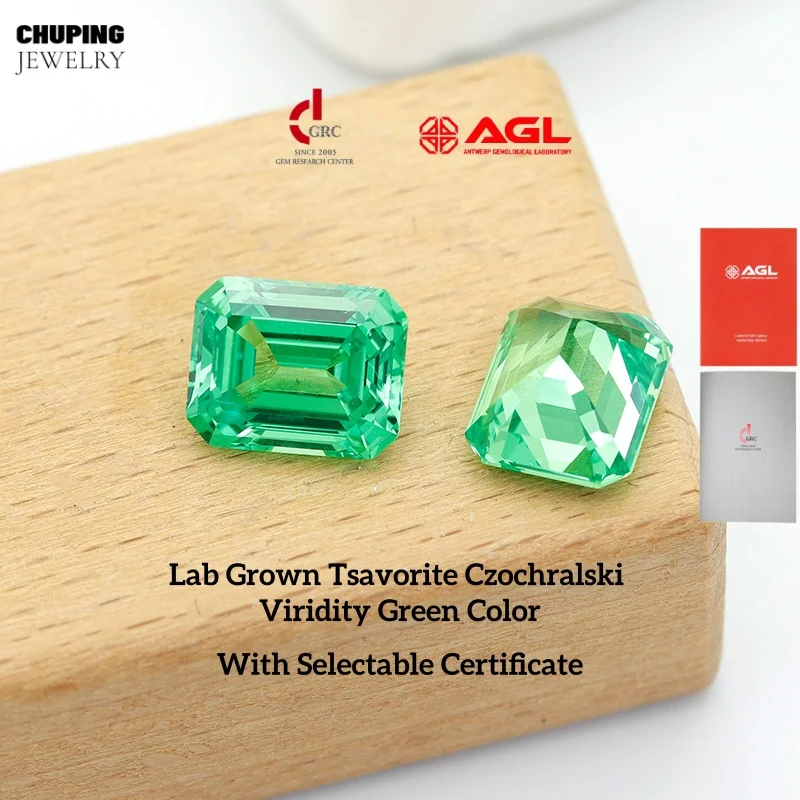 Lab Grown Tsavorite Viridity Green Color Czochralski Emerald Cut With AGL Certificate Cultivate Tsavorite For DIY Jewelry Making
Lab Grown Tsavorite Viridity Green Color Czochralski Emerald Cut With AGL Certificate Cultivate Tsavorite For DIY Jewelry Making