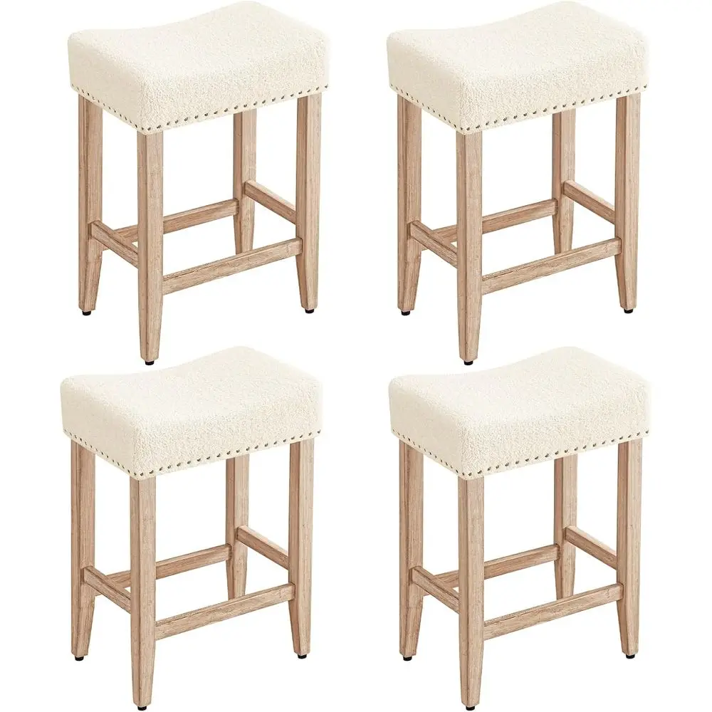 Set of 4 25.7 Counter Height Upholstered Bar Stools with Wooden Legs, Ivory White
Set of 4 25.7 Counter Height Upholstered Bar Stools with Wooden Legs, Ivory White