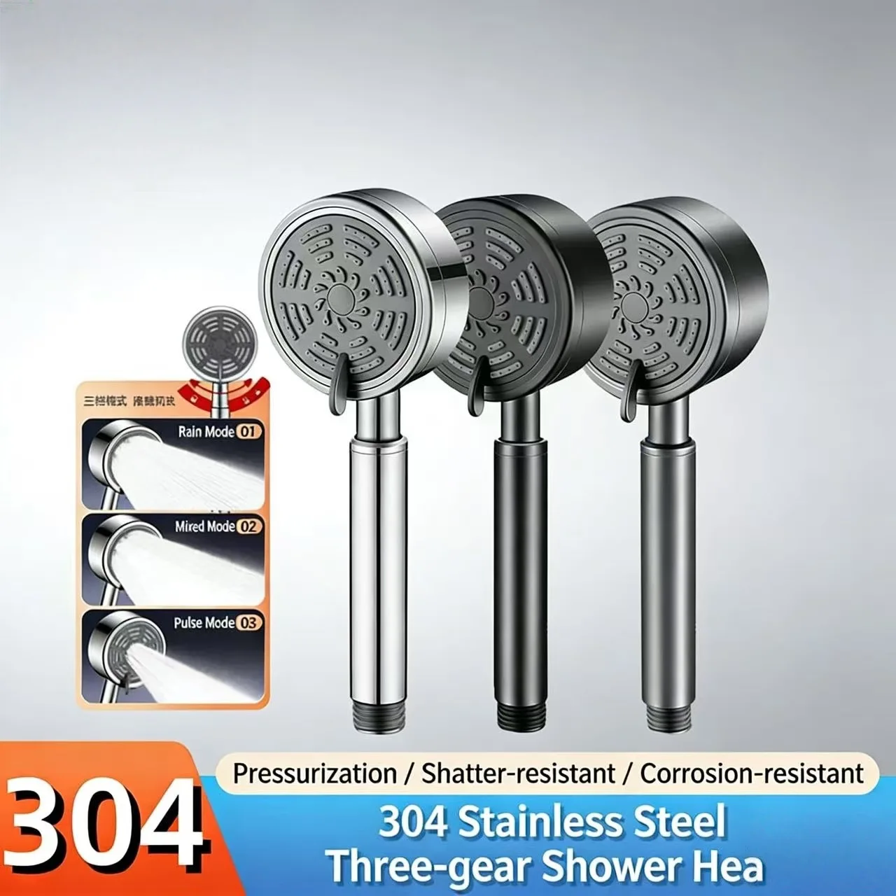 304 Stainless Steel Pressurized Shower Head, Super Powerful Bathroom Shower Head, Yuba Bath Shower Head Accessory
304 Stainless Steel Pressurized Shower Head, Super Powerful Bathroom Shower Head, Yuba Bath Shower Head Accessory